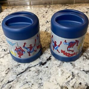 Set of 2 Pottery Barn Kids thermos Spider-Man.